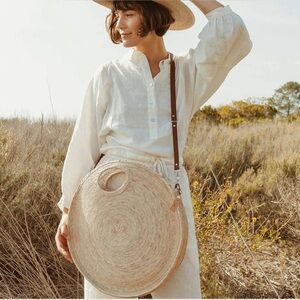 Asher + Rye Sunny Crossbody Round Straw Bag
